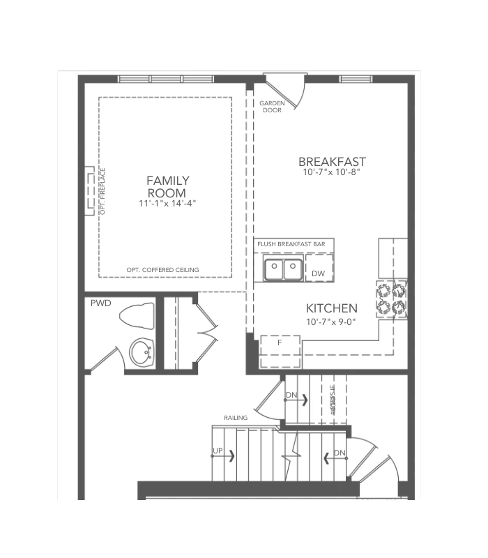 Cropped excerpt of the B1 Interior main-level layout; partial plan only